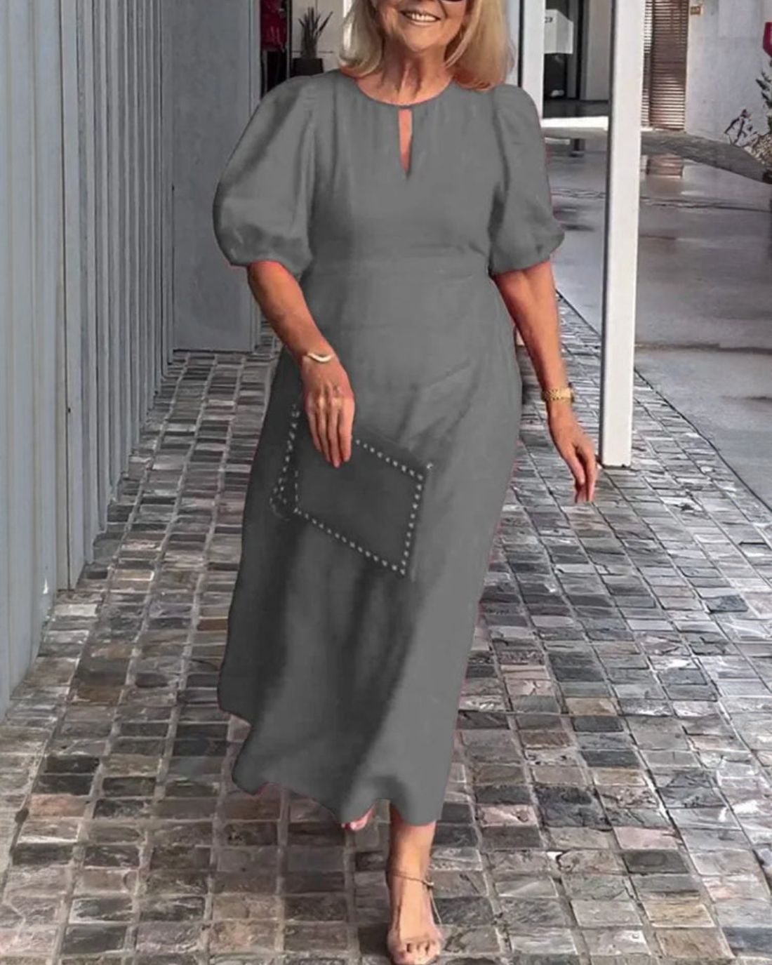 FIONA - VESTIDO ELEGANTE DE ESENCIA EN ALGODÓN Y LINO