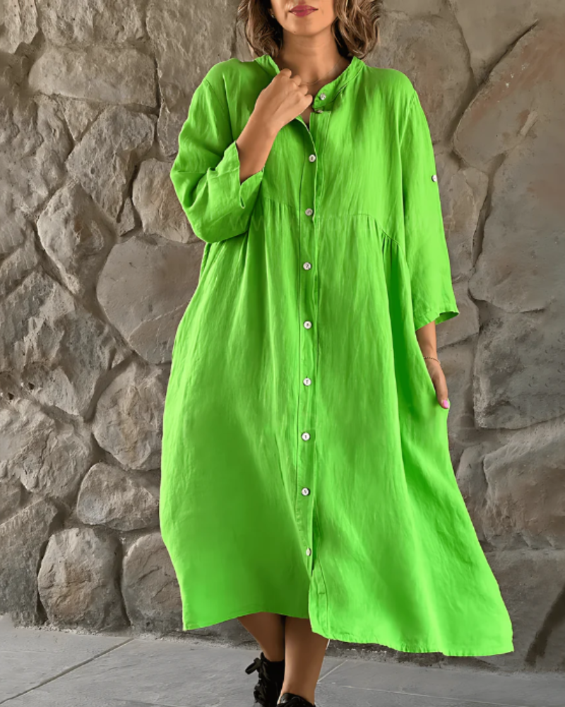 ADARE - Vestido Casual de Algodón y Lino