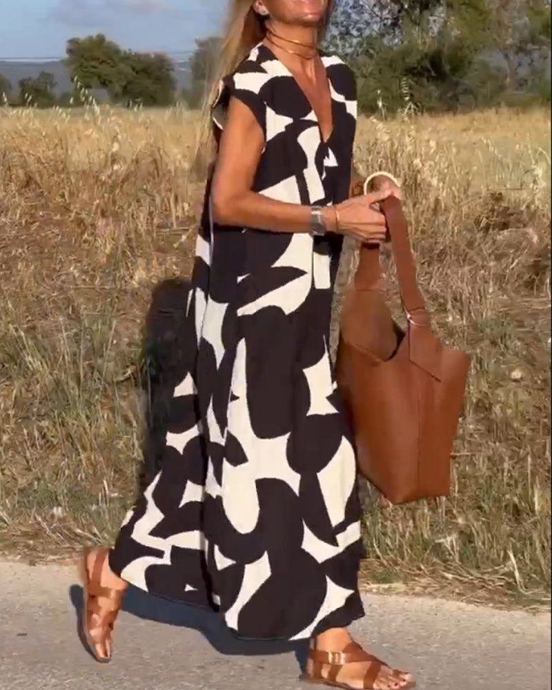 SITA - VESTIDO IMPRESO CON CUELLO EN V