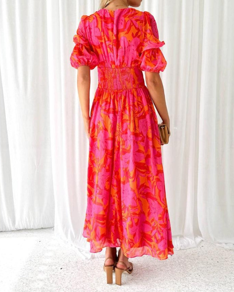 DERANA - VESTIDO MAXI ROJO ROSA
