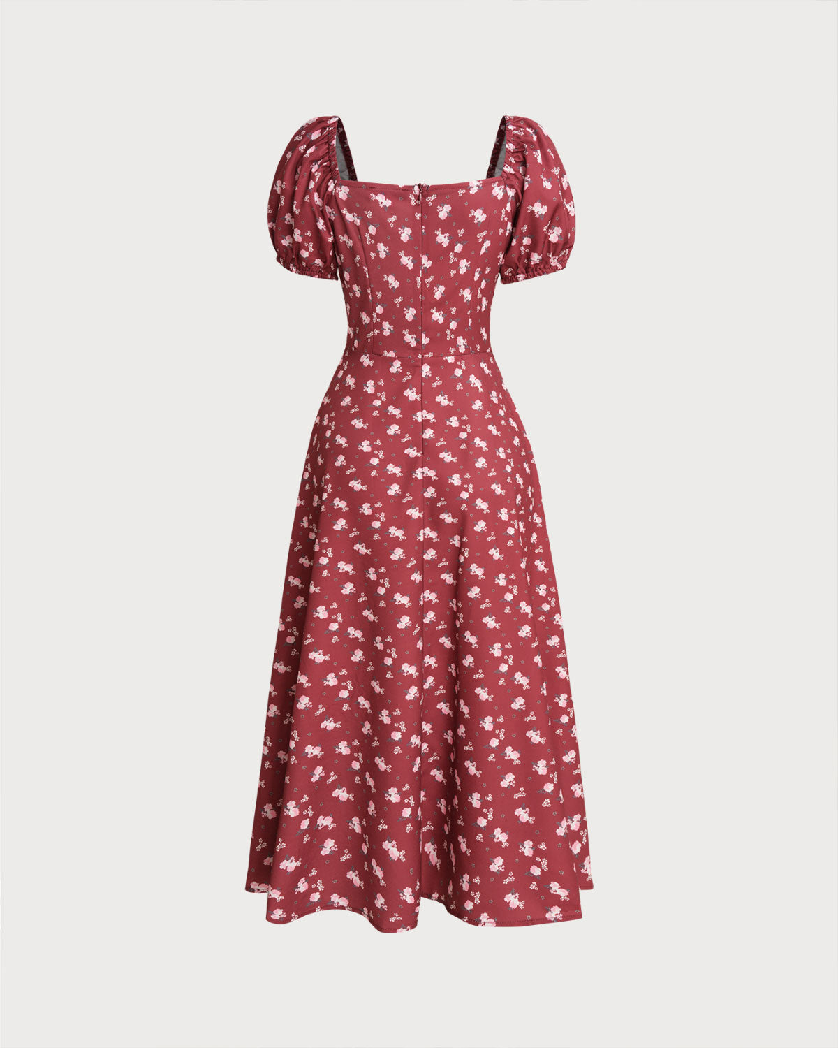 Scarlett – Vestido Midi de Cuello Cuadrado con Mangas Abullonadas