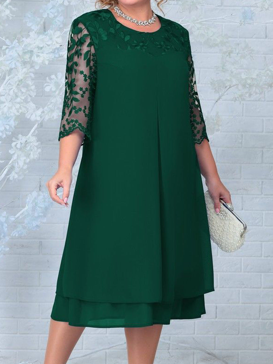 Helena – Vestido de Chifón Bordado de Talla Grande