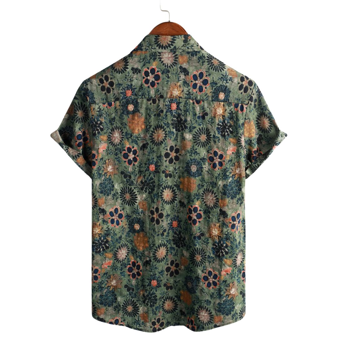 Camisa de Hawaii de Algodón con Mangas Cortas