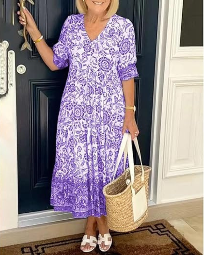 ARIAS - VESTIDO BOHEMIO CON ESCOTE EN V