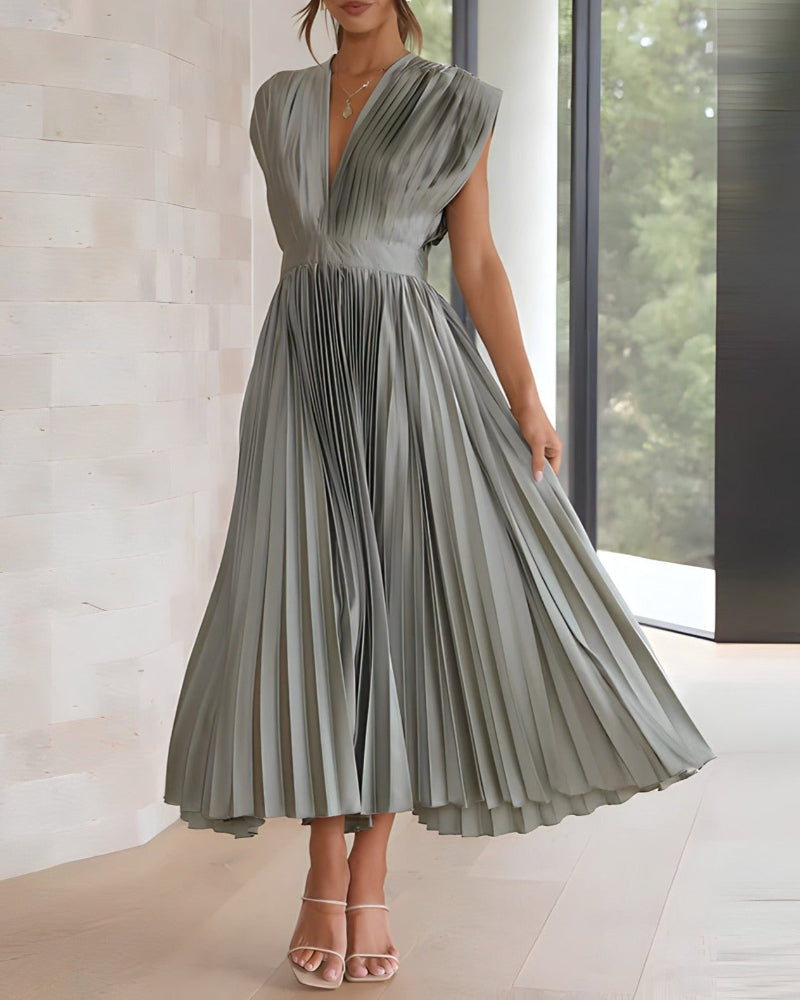 ELENA - VESTIDO MIDI PLISADO SIN MANGAS