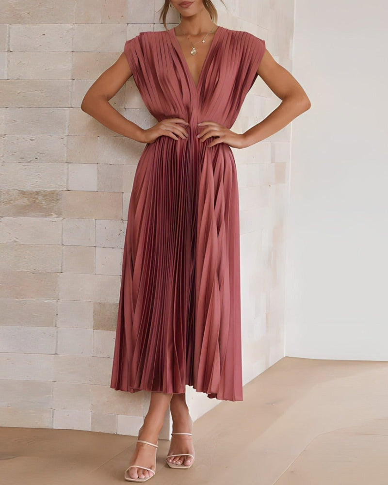 ELENA - VESTIDO MIDI PLISADO SIN MANGAS