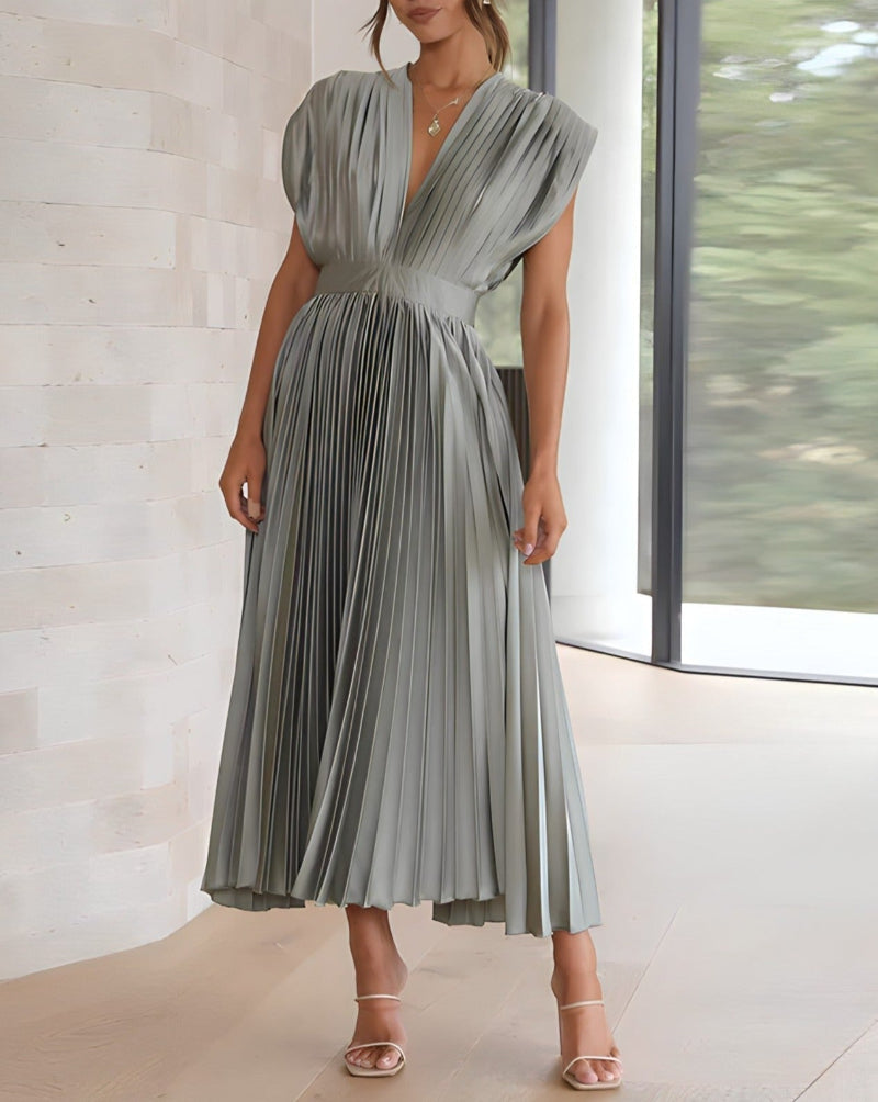 ELENA - VESTIDO MIDI PLISADO SIN MANGAS
