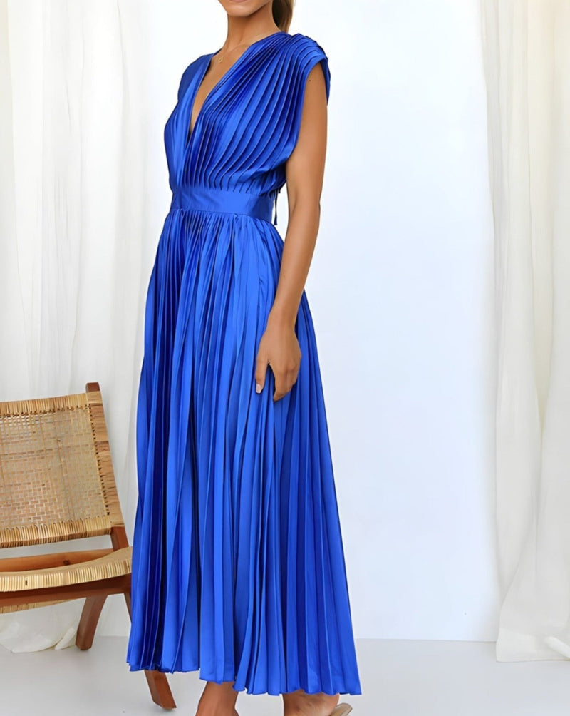ELENA - VESTIDO MIDI PLISADO SIN MANGAS