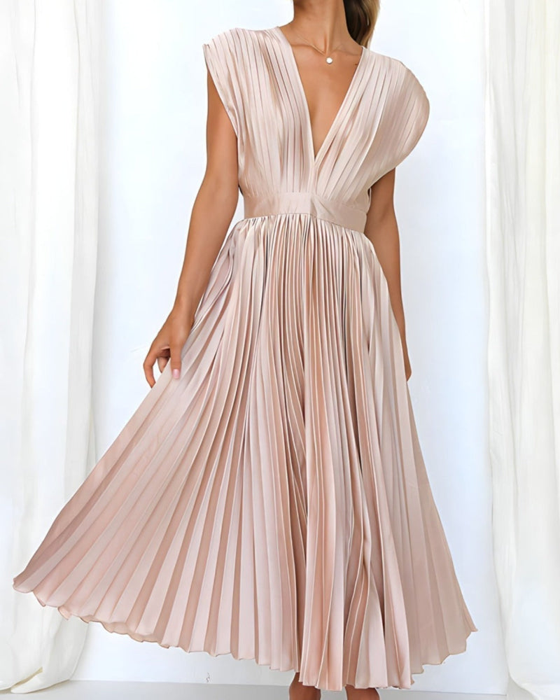 ELENA - VESTIDO MIDI PLISADO SIN MANGAS