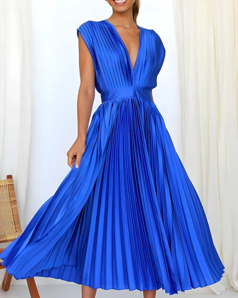 ELENA - VESTIDO MIDI PLISADO SIN MANGAS
