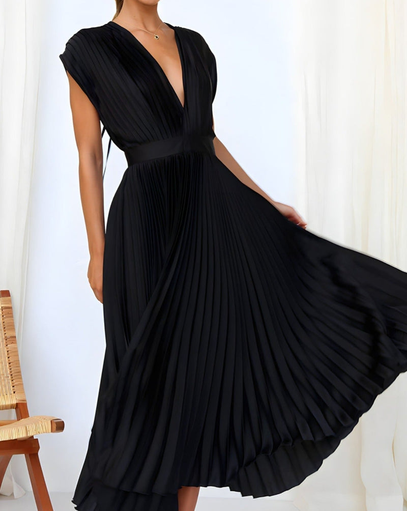 ELENA - VESTIDO MIDI PLISADO SIN MANGAS