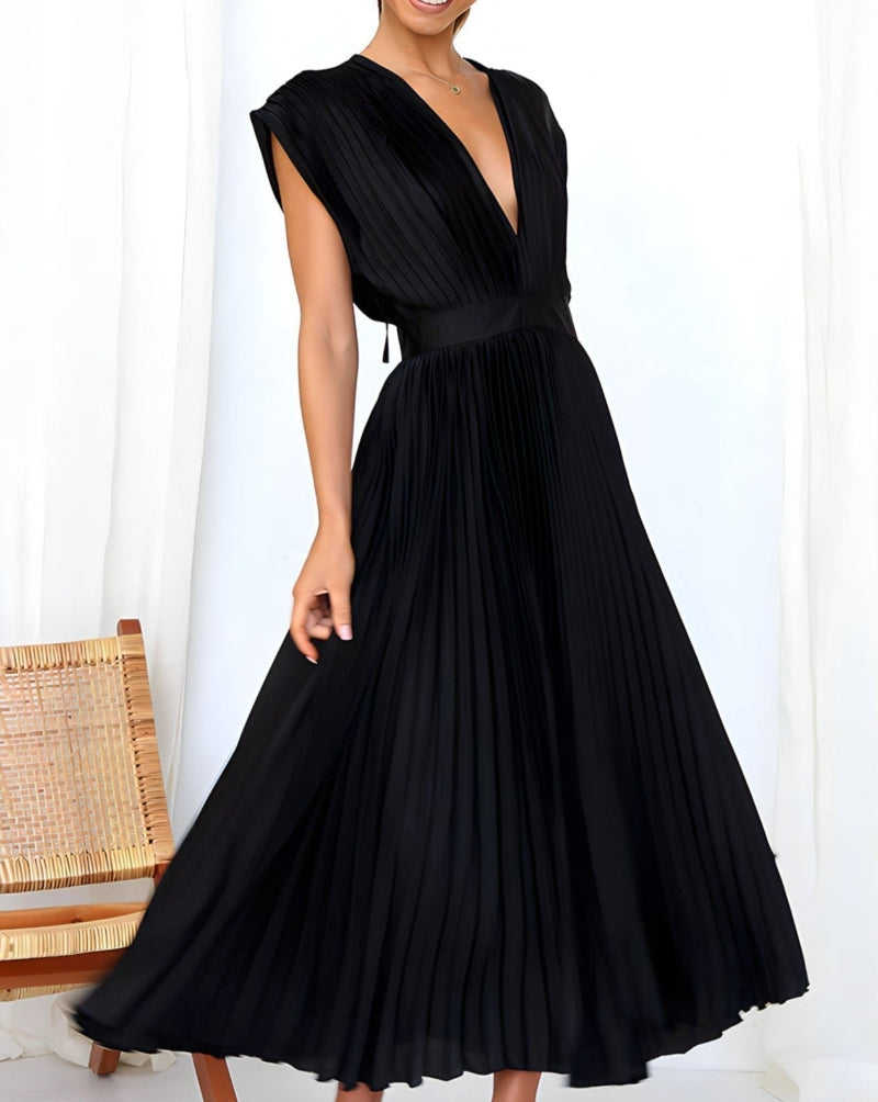ELENA - VESTIDO MIDI PLISADO SIN MANGAS