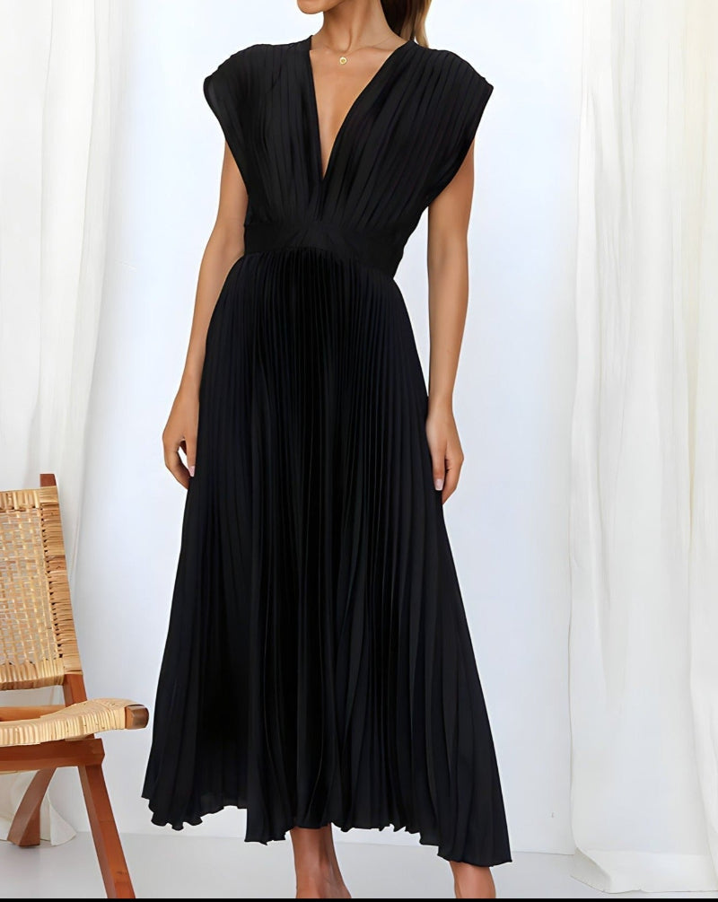 ELENA - VESTIDO MIDI PLISADO SIN MANGAS