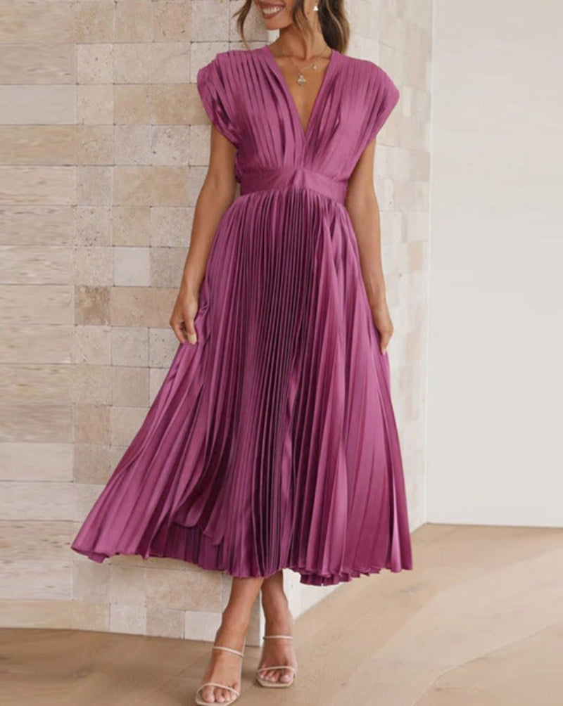 ELENA - VESTIDO MIDI PLISADO SIN MANGAS