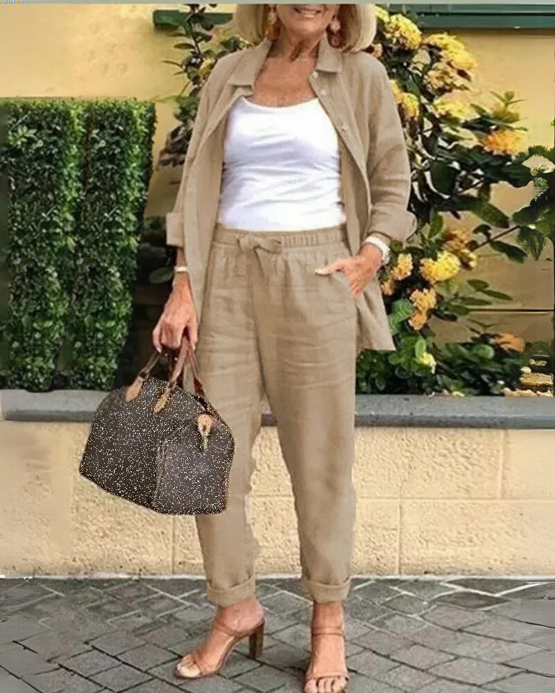 AIRENA - Conjunto de Camisa y Pantalón