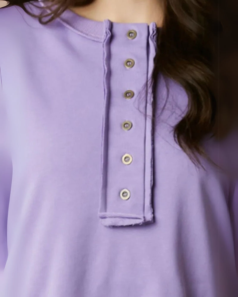 LAREI - SUDADERA CON LENTEJUELAS Y BOTONADURA PARCIAL