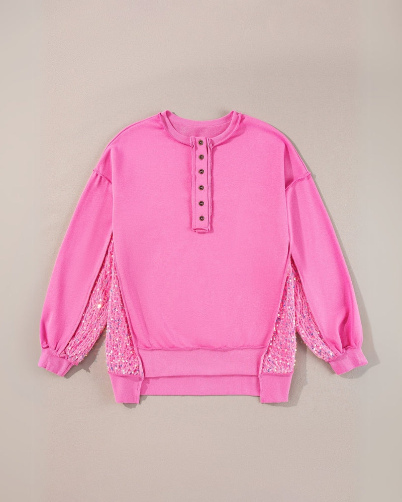 LAREI - SUDADERA CON LENTEJUELAS Y BOTONADURA PARCIAL