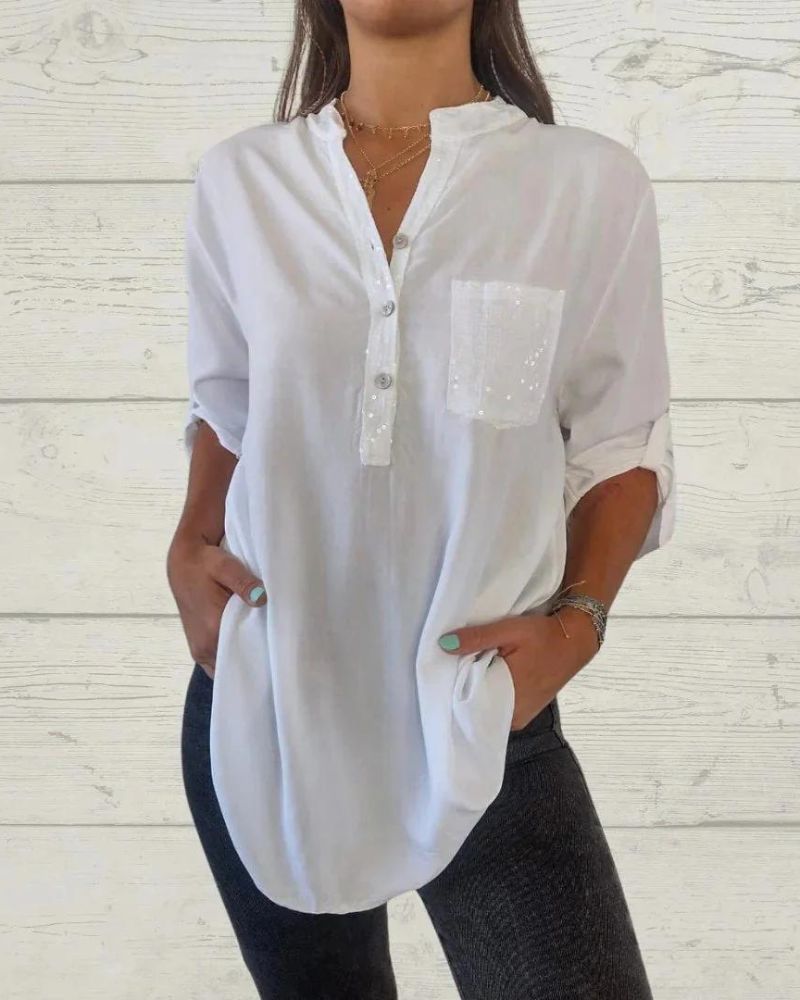 ELINE - CAMISA ELEGANTE CON CUELLO EN V
