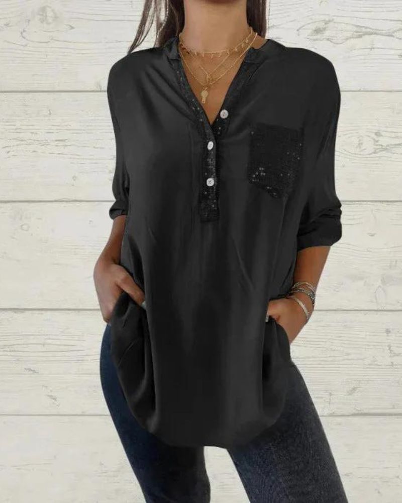 ELINE - CAMISA ELEGANTE CON CUELLO EN V