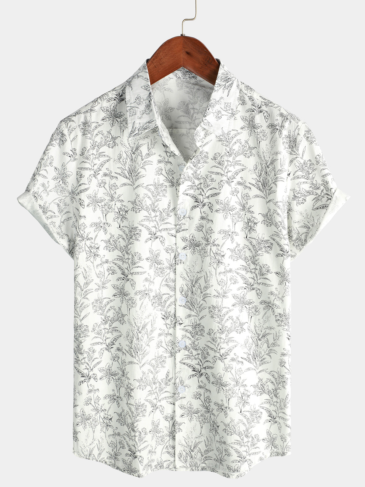 Camisa de Hawaii de Algodón con Mangas Cortas