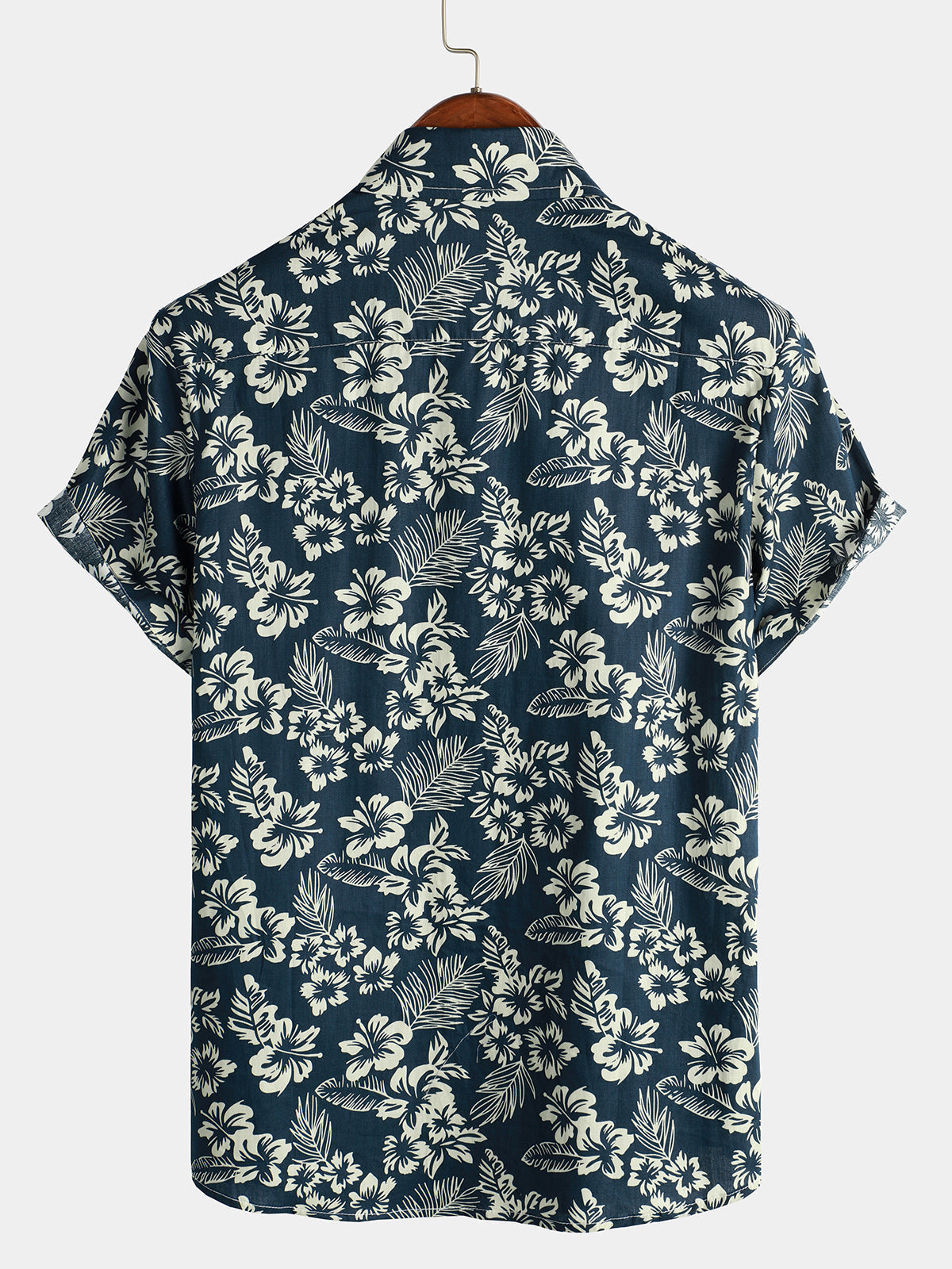 Camisa de Hawaii de Algodón con Mangas Cortas