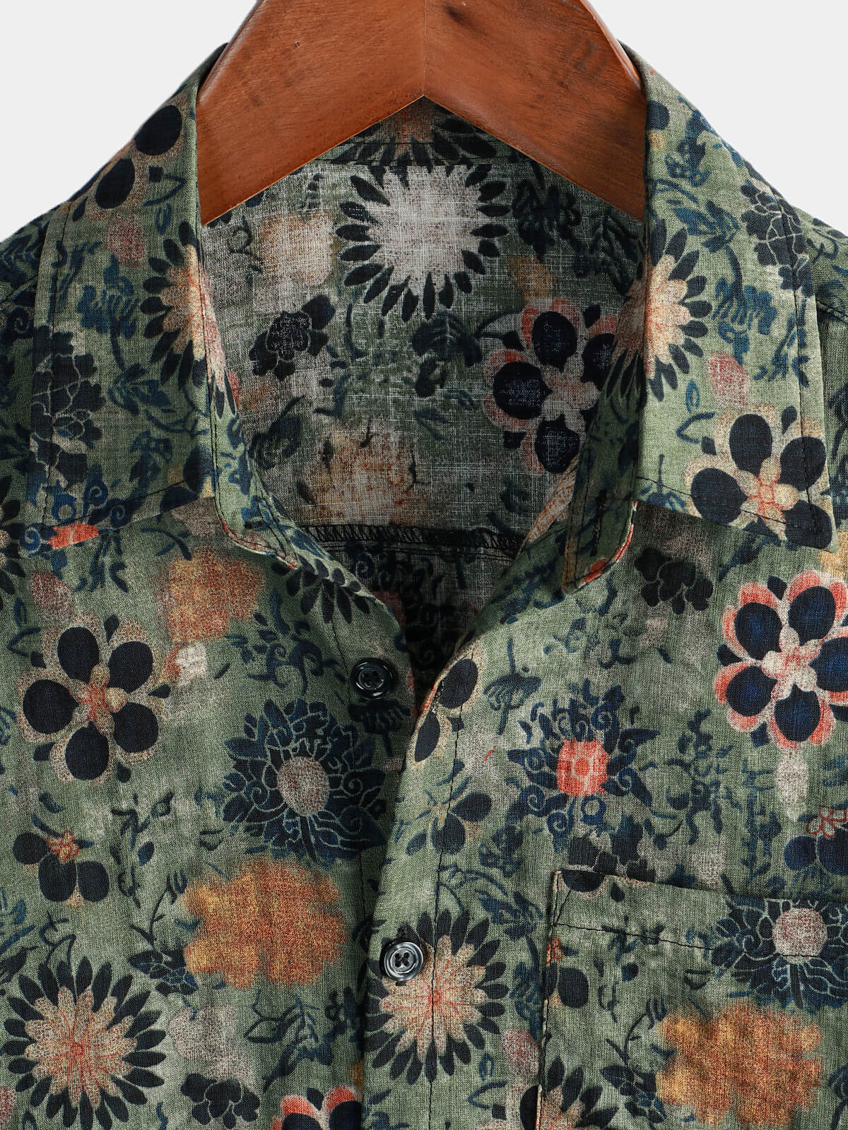 Camisa de Hawaii de Algodón con Mangas Cortas