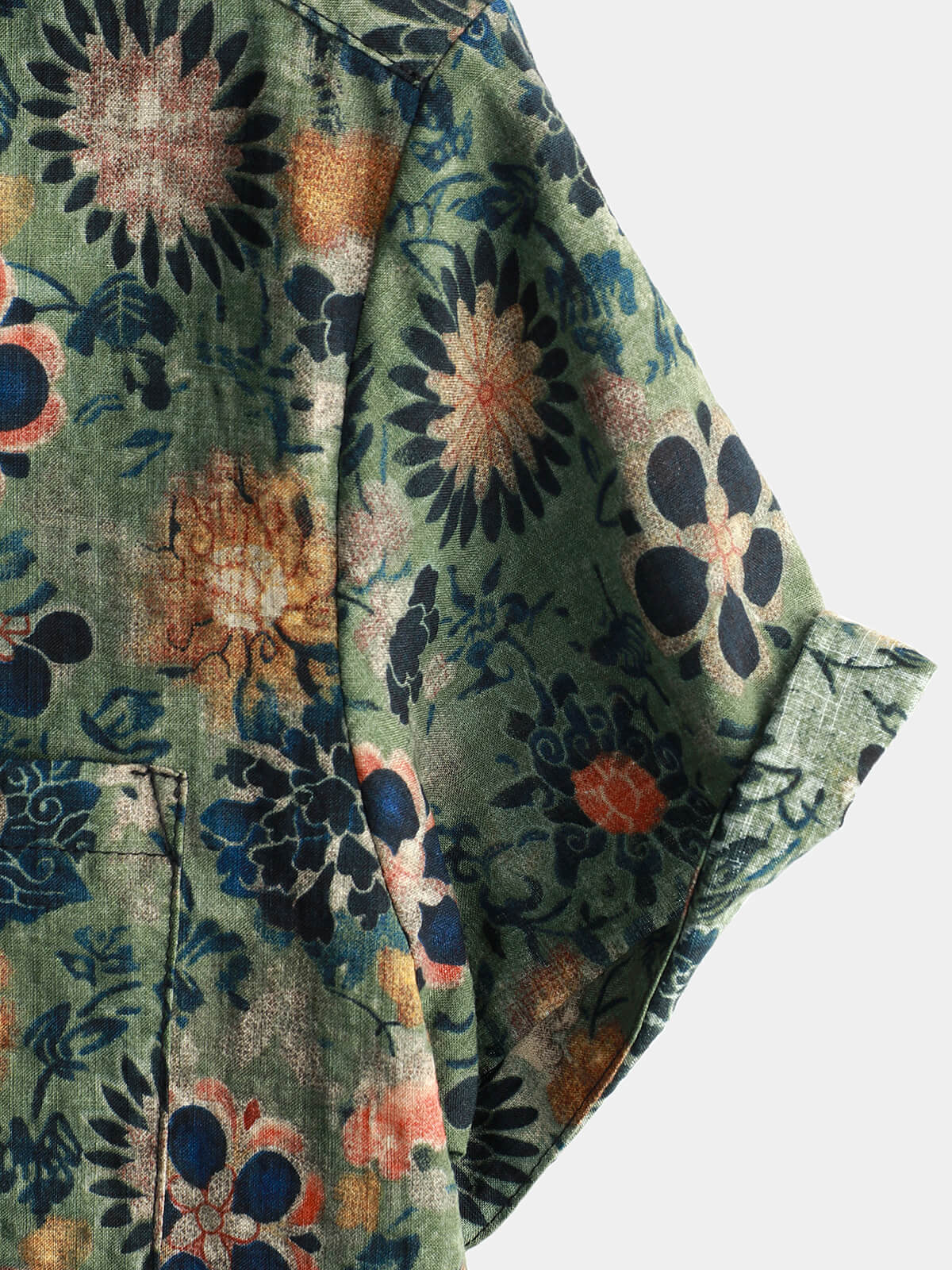 Camisa de Hawaii de Algodón con Mangas Cortas
