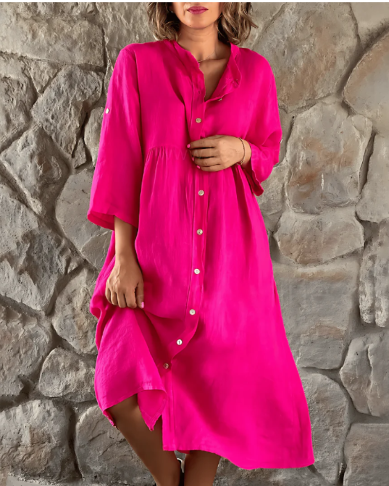 ADARE - Vestido Casual de Algodón y Lino