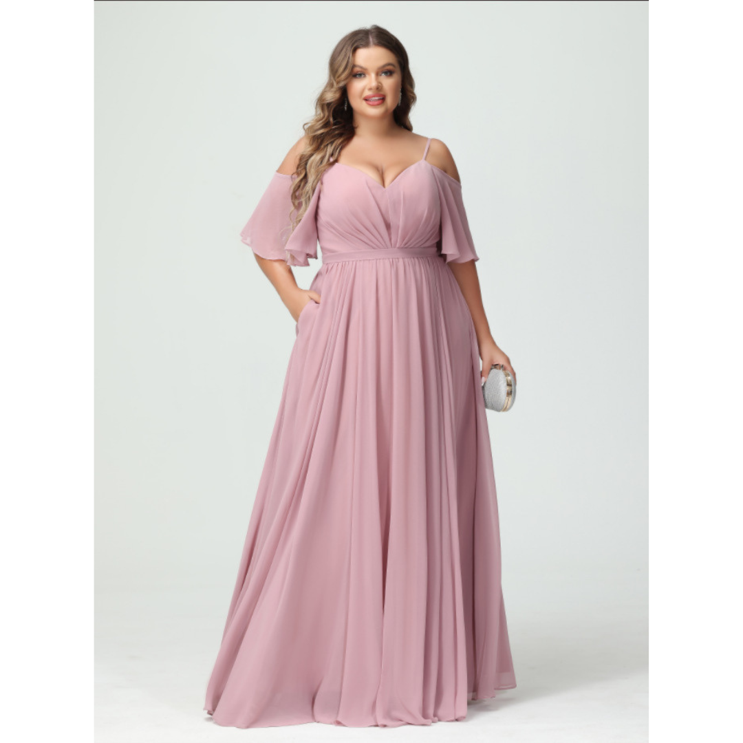 Alessia – Vestido de Dama de Honor y de Noche con Tirantes de Espagueti