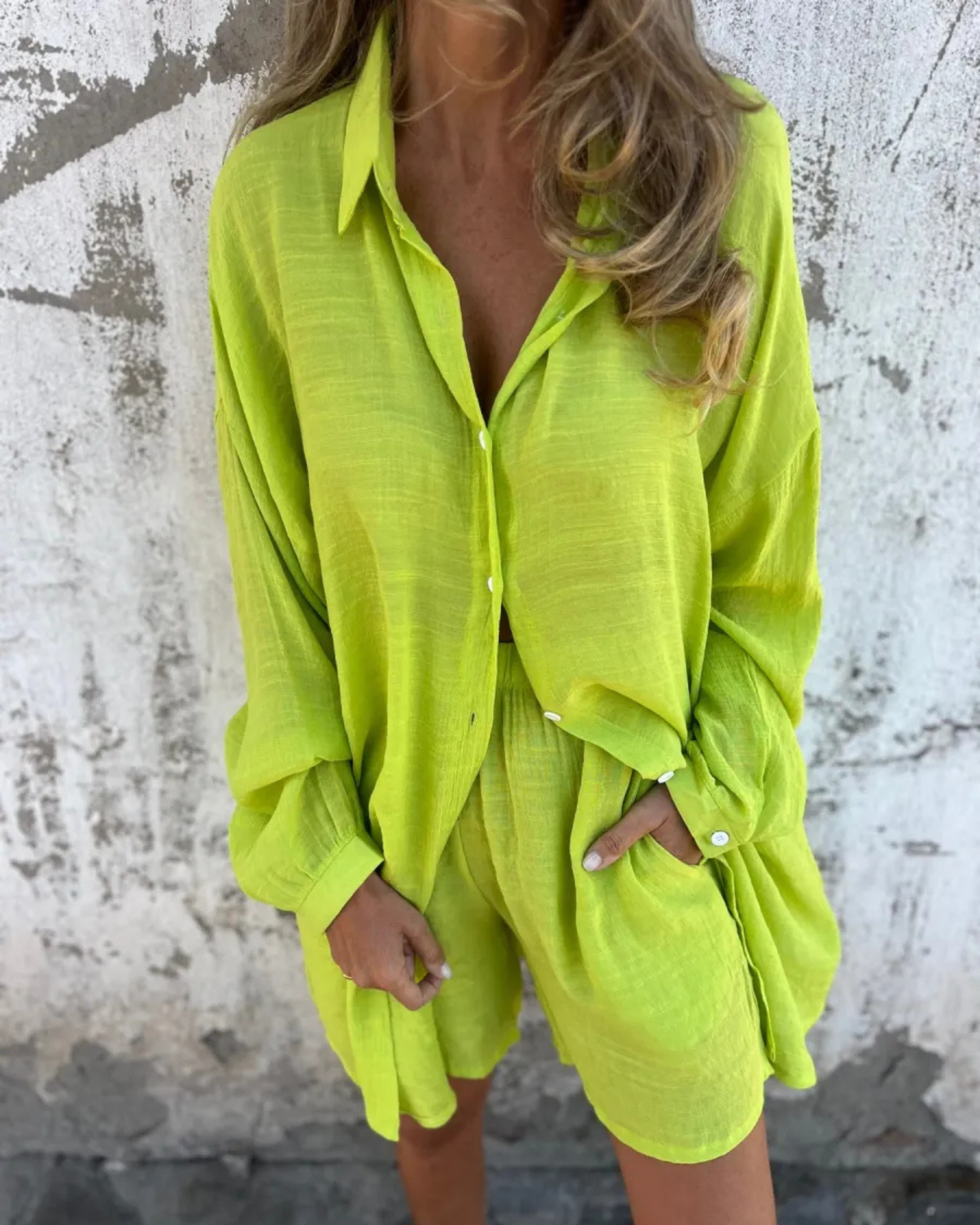 IZELA - CONJUNTO CAMISA Y SHORT DESENFADADO