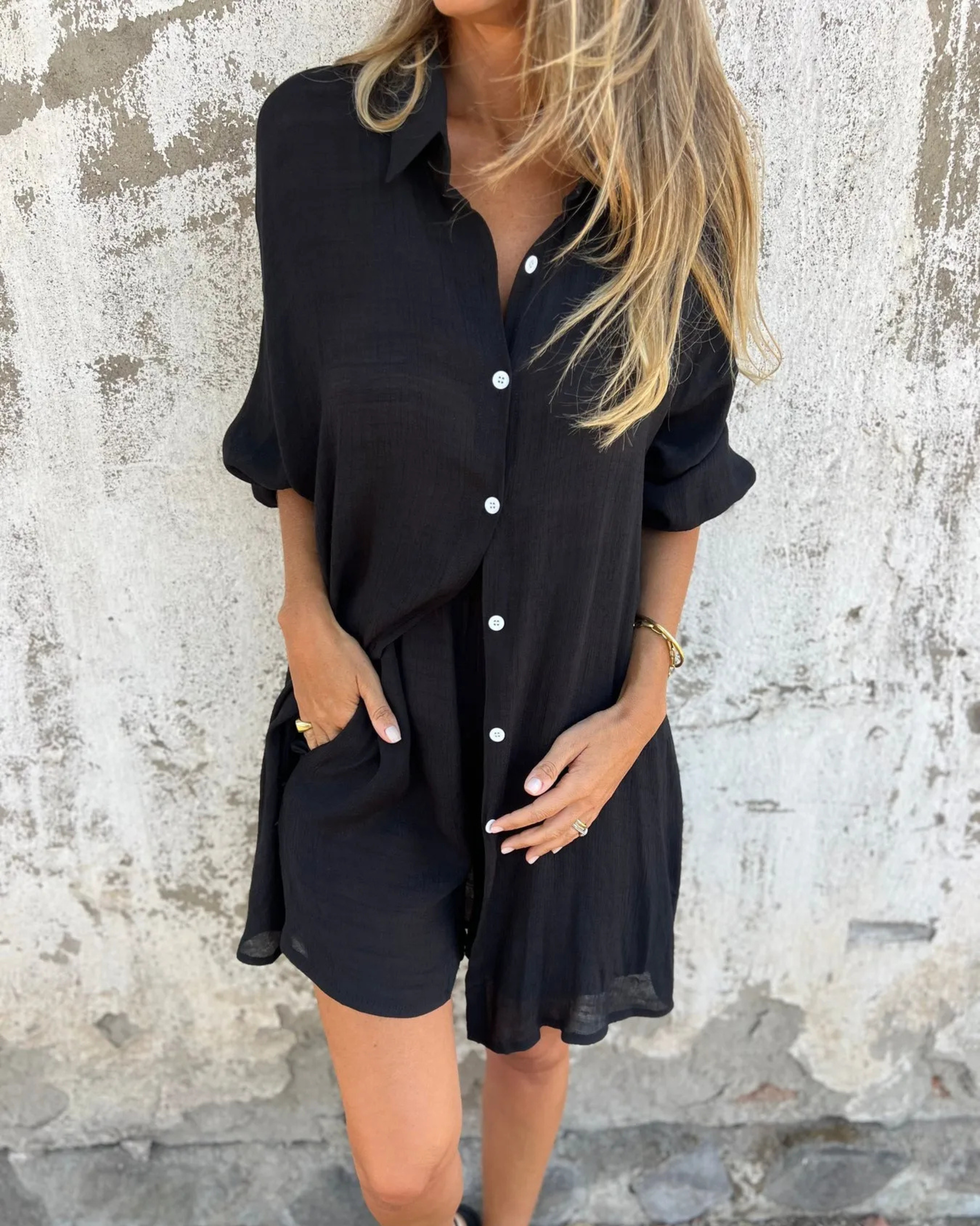 IZELA - CONJUNTO CAMISA Y SHORT DESENFADADO