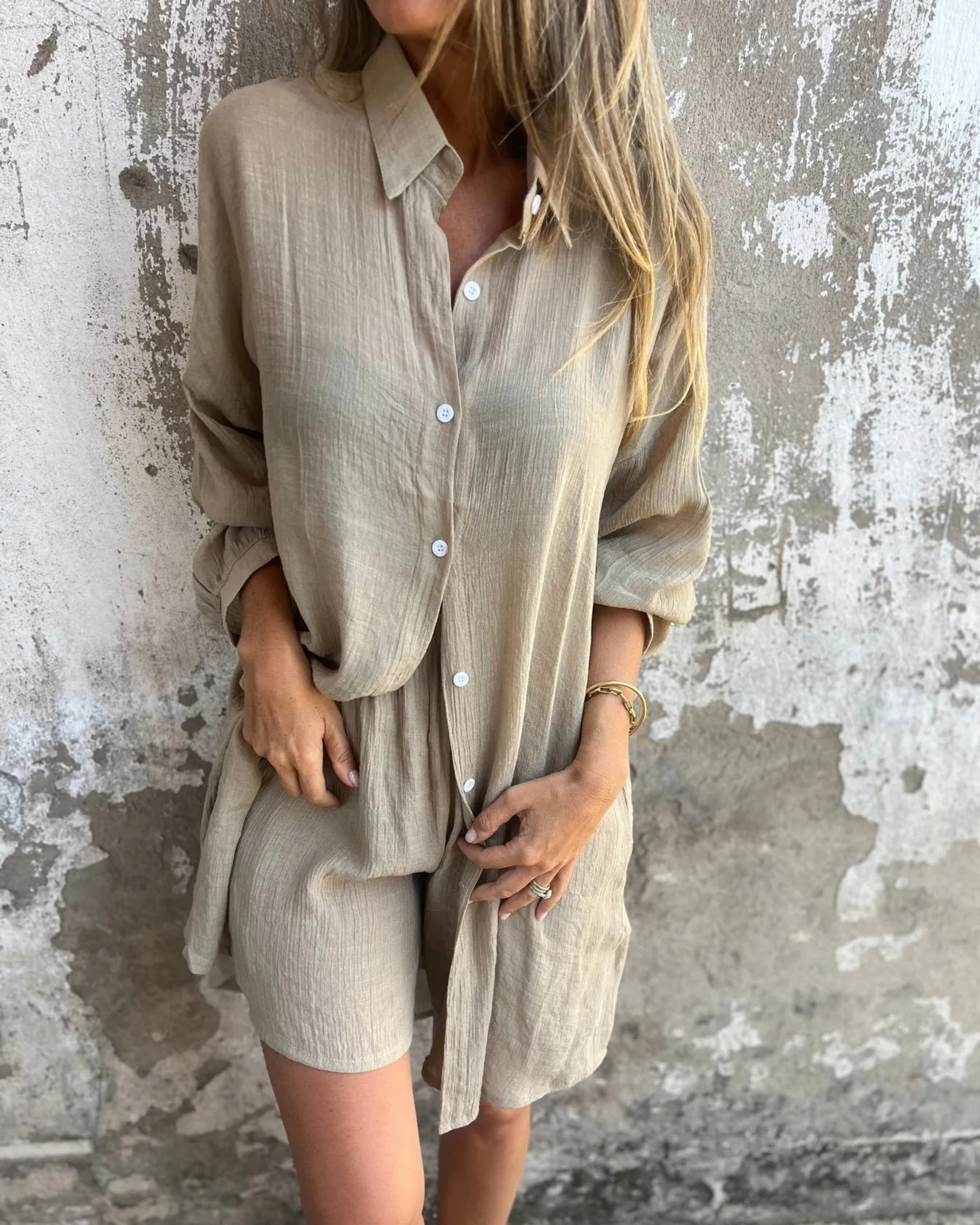 IZELA - CONJUNTO CAMISA Y SHORT DESENFADADO