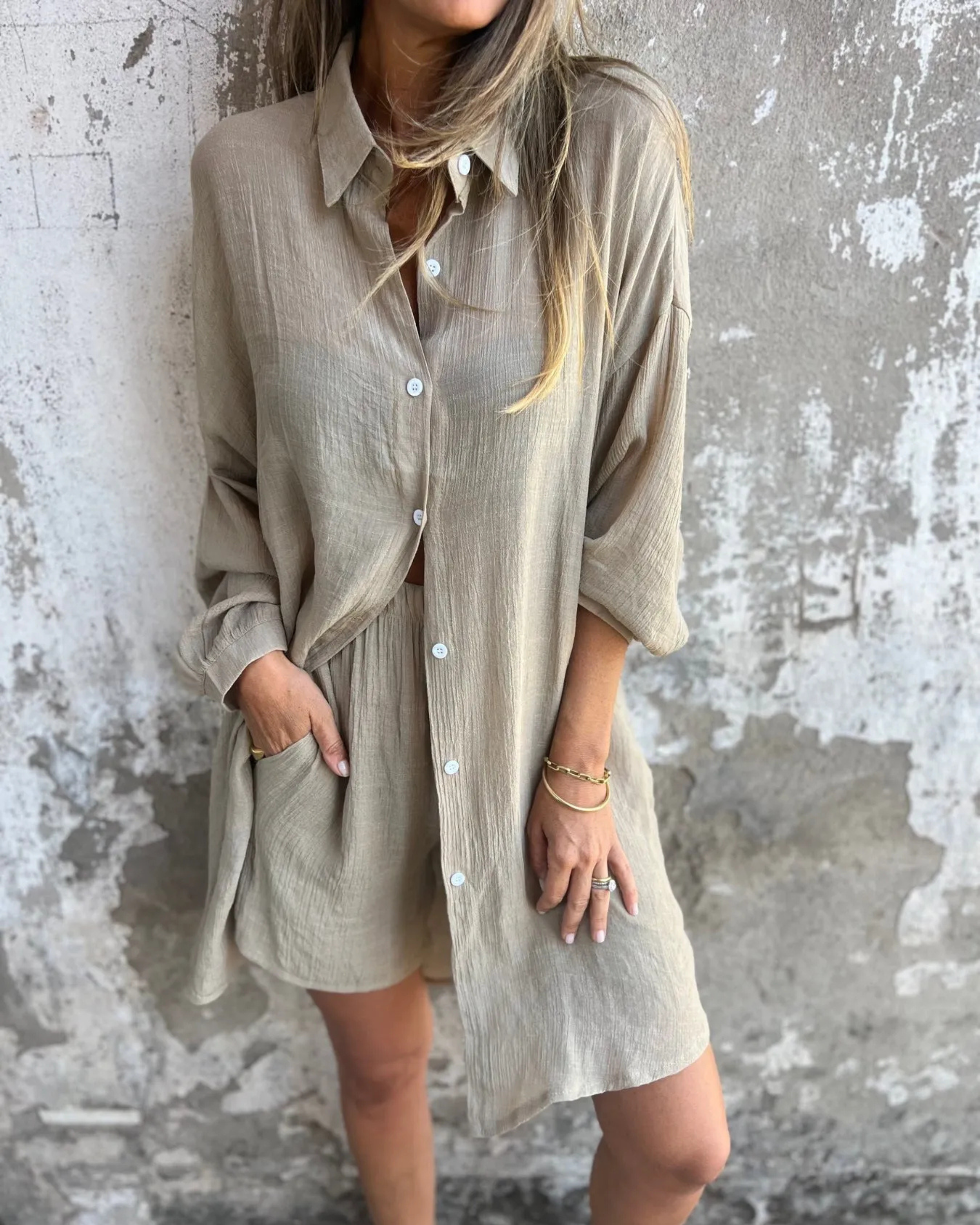 IZELA - CONJUNTO CAMISA Y SHORT DESENFADADO