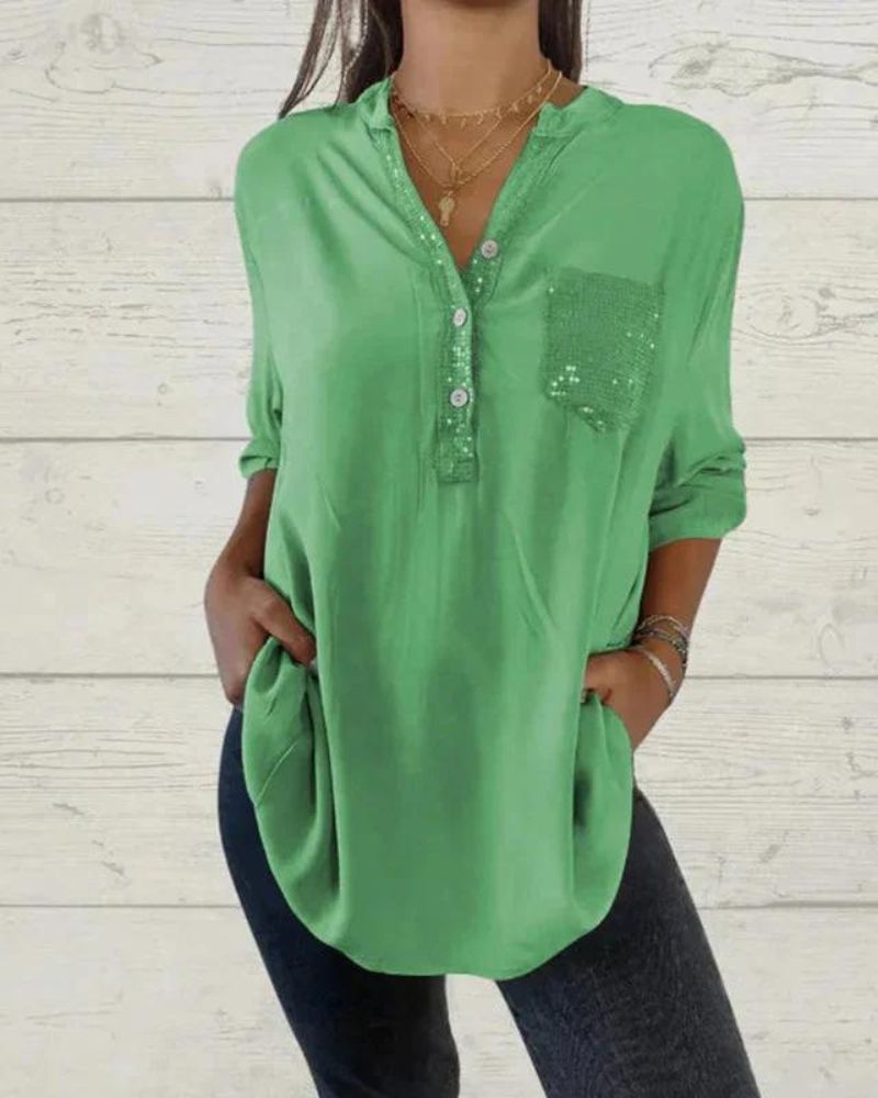 ELINE - CAMISA ELEGANTE CON CUELLO EN V