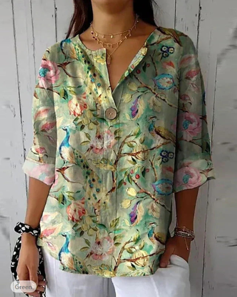 HELEINA - BLUSA VINTAGE CON FLORES
