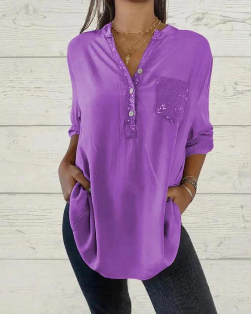 ELINE - CAMISA ELEGANTE CON CUELLO EN V