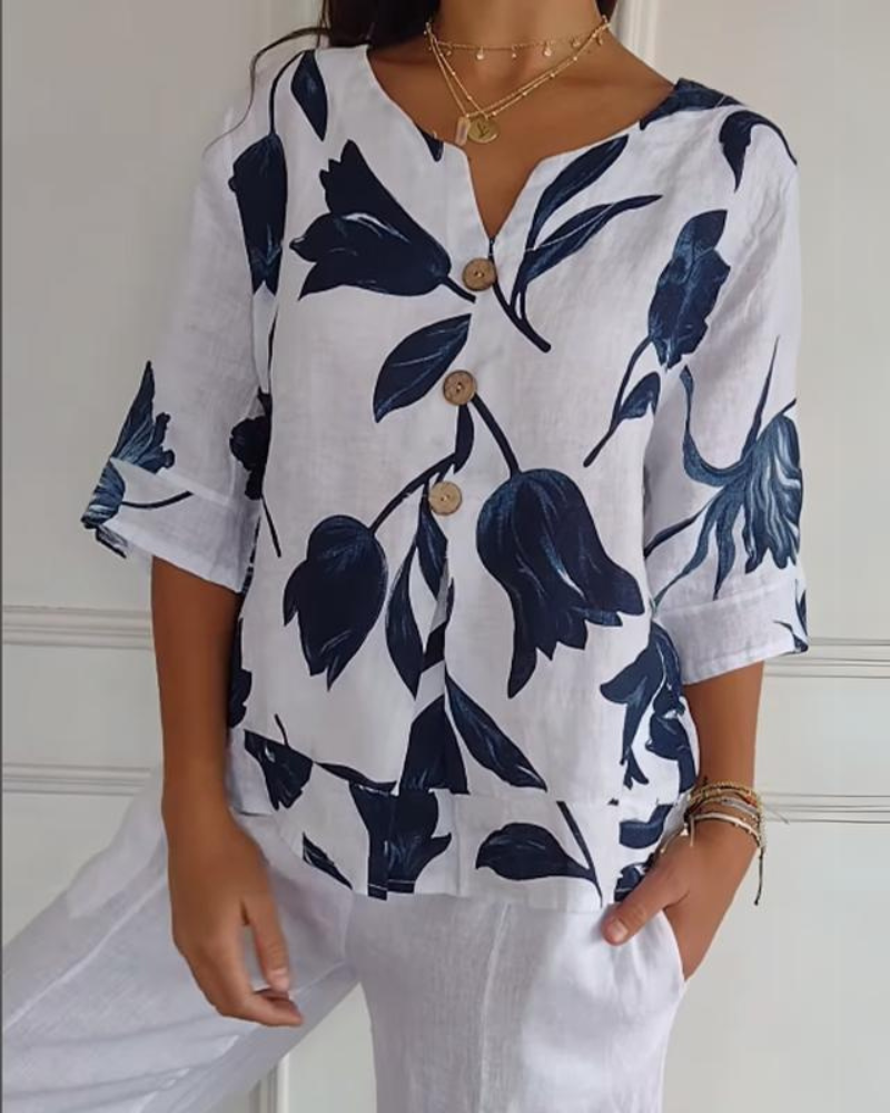 ELISA - Camisa Casual de Algodón