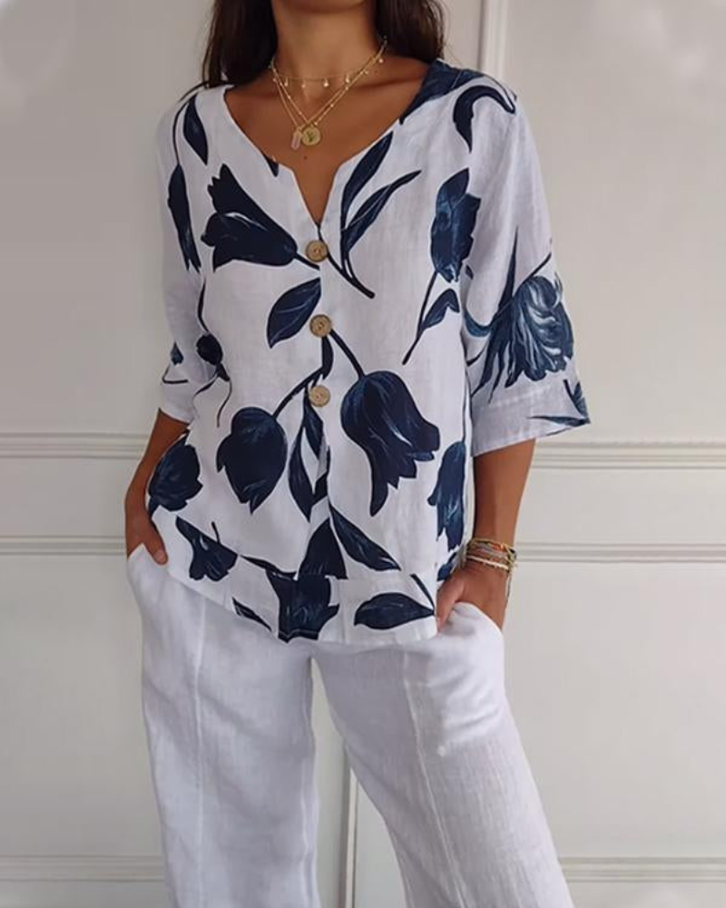 ELISA - Camisa Casual de Algodón