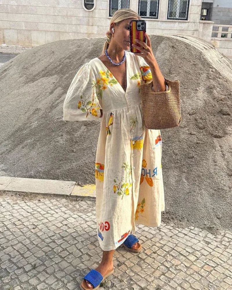 ANNI – Vestido de Lino Impreso