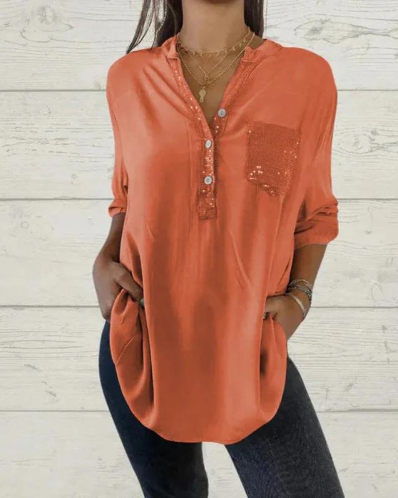 ELINE - CAMISA ELEGANTE CON CUELLO EN V