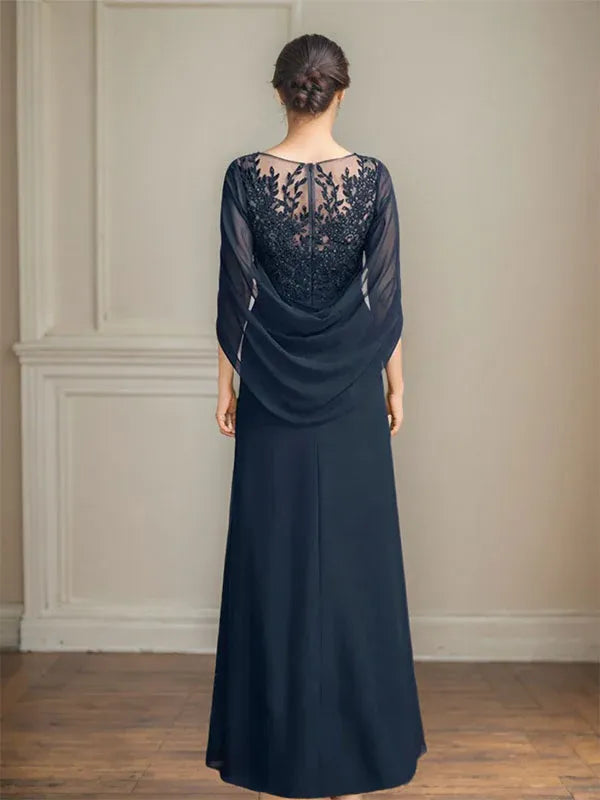 Eloria – Vestido de Madre de la Novia con Escote Redondo, Lentejuelas y Pliegues