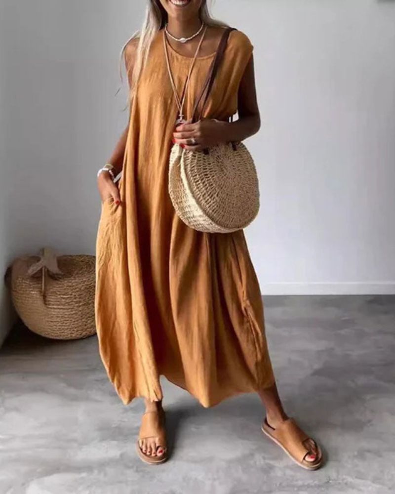 BLOME – VESTIDO BOHO SIN MANGAS MIDI