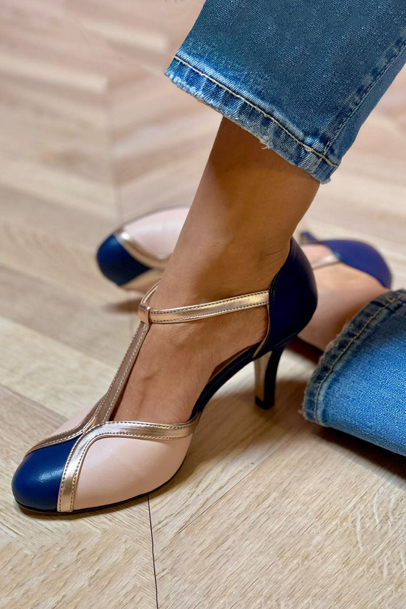 Alessia™ | Coloridos y cómodos zapatos de tacón T-Strap con punta redonda