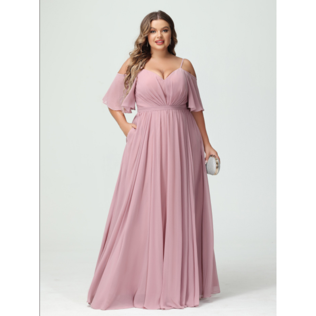 Alessia – Vestido de Dama de Honor y de Noche con Tirantes de Espagueti