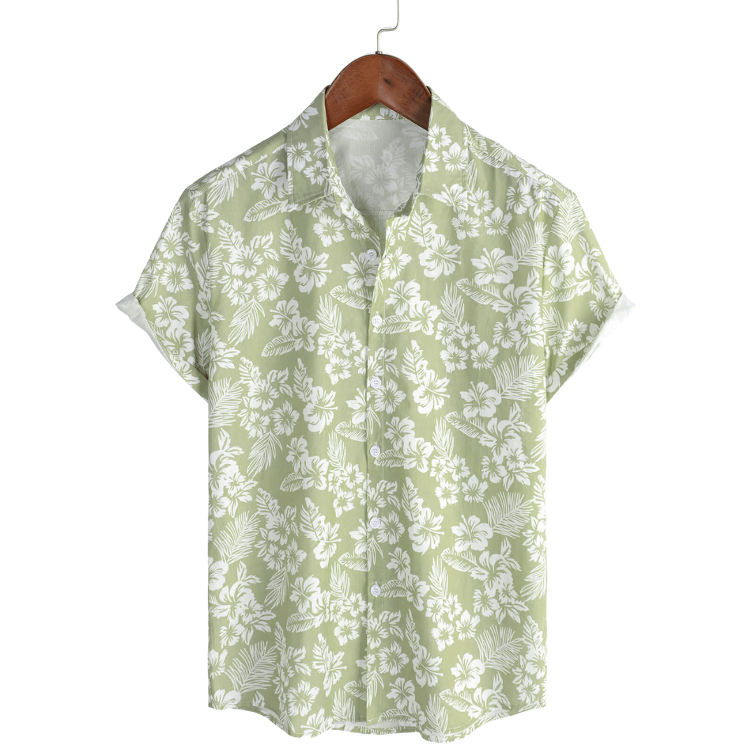 Blusa hawaiana de manga corta con estampado de flores