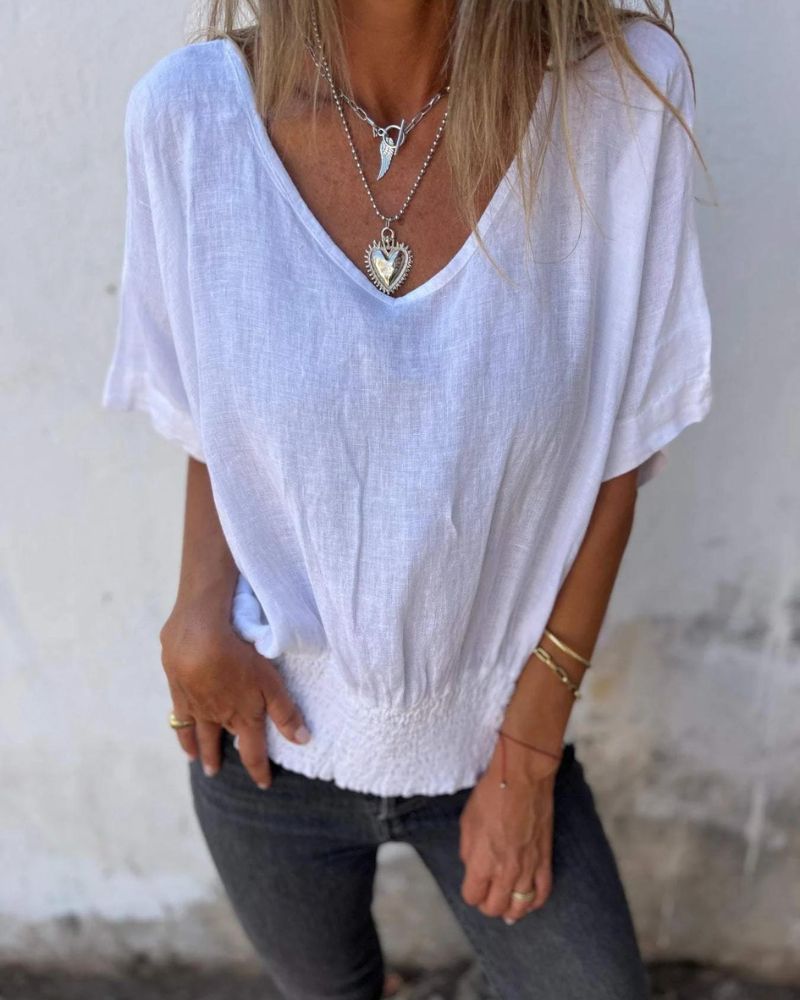 BOMIA - CAMISETA AJUSTADA CÓMODA CON CUELLO EN V