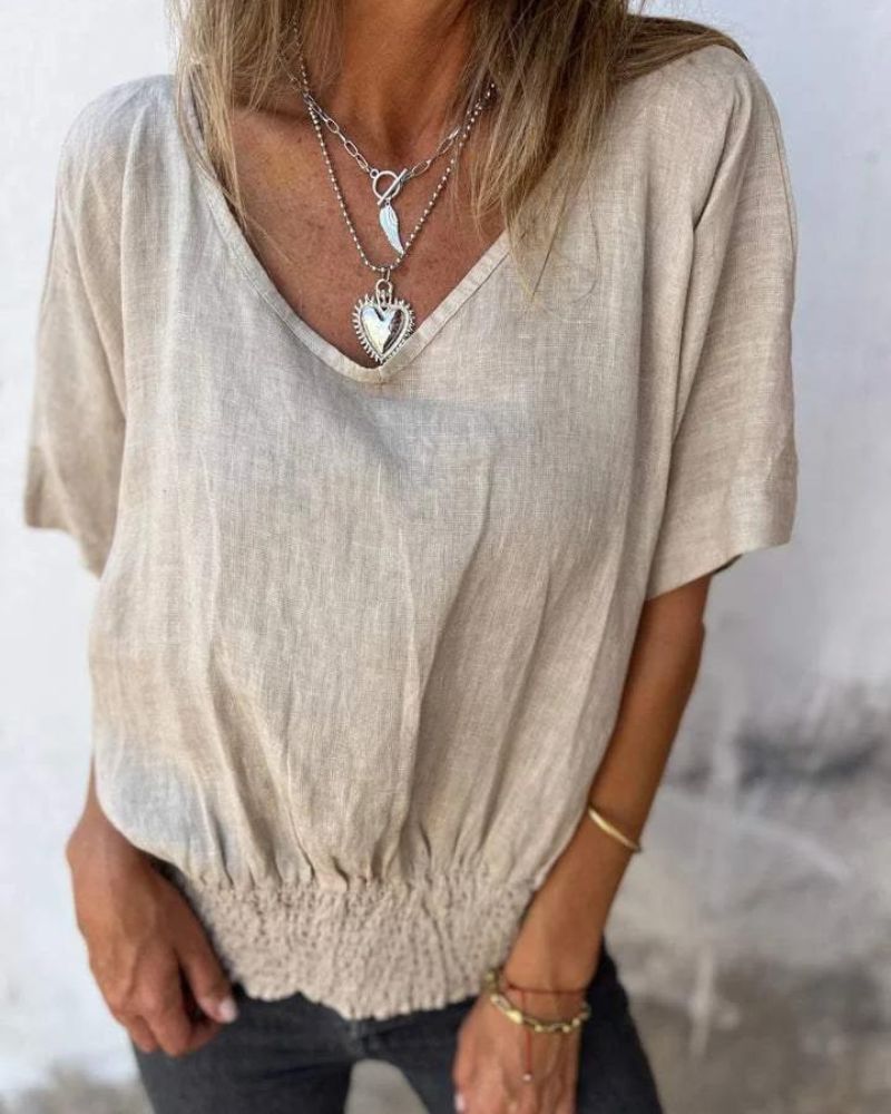 BOMIA - CAMISETA AJUSTADA CÓMODA CON CUELLO EN V