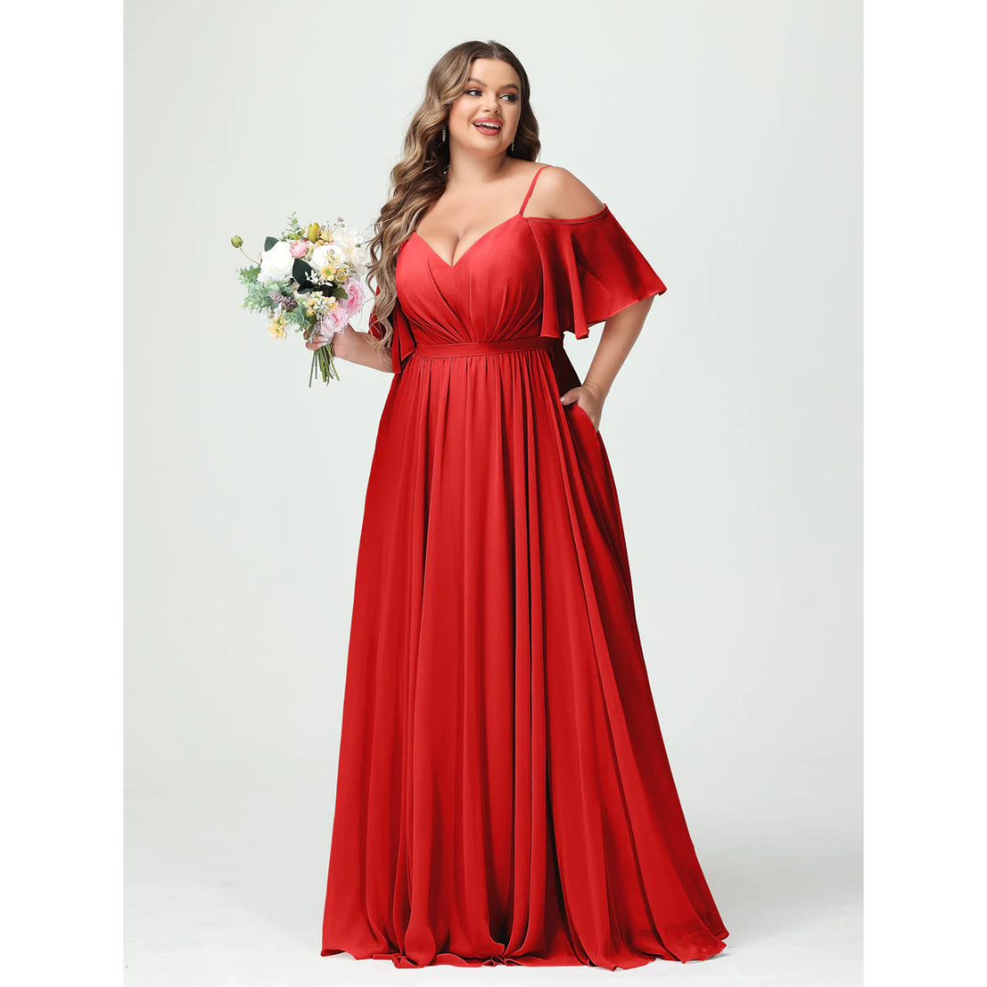 Alessia – Vestido de Dama de Honor y de Noche con Tirantes de Espagueti