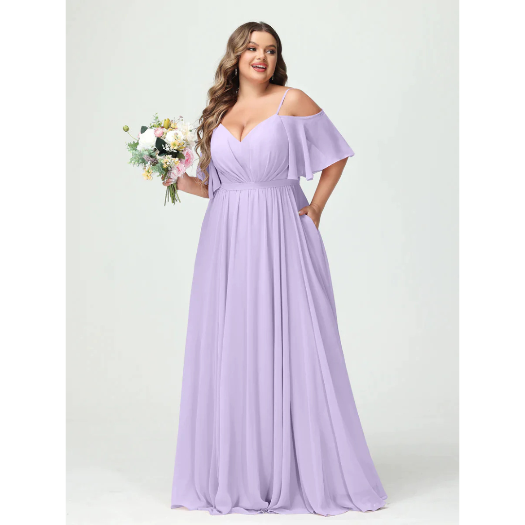 Alessia – Vestido de Dama de Honor y de Noche con Tirantes de Espagueti