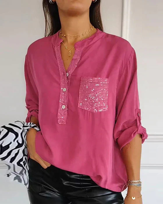 ELINE - CAMISA ELEGANTE CON CUELLO EN V